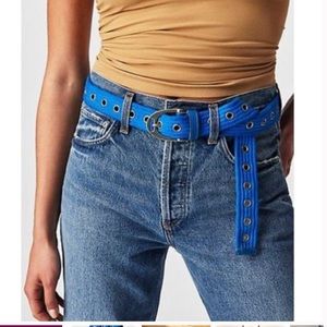 Free People Avril Grommet Belt Blue S/M NWOT